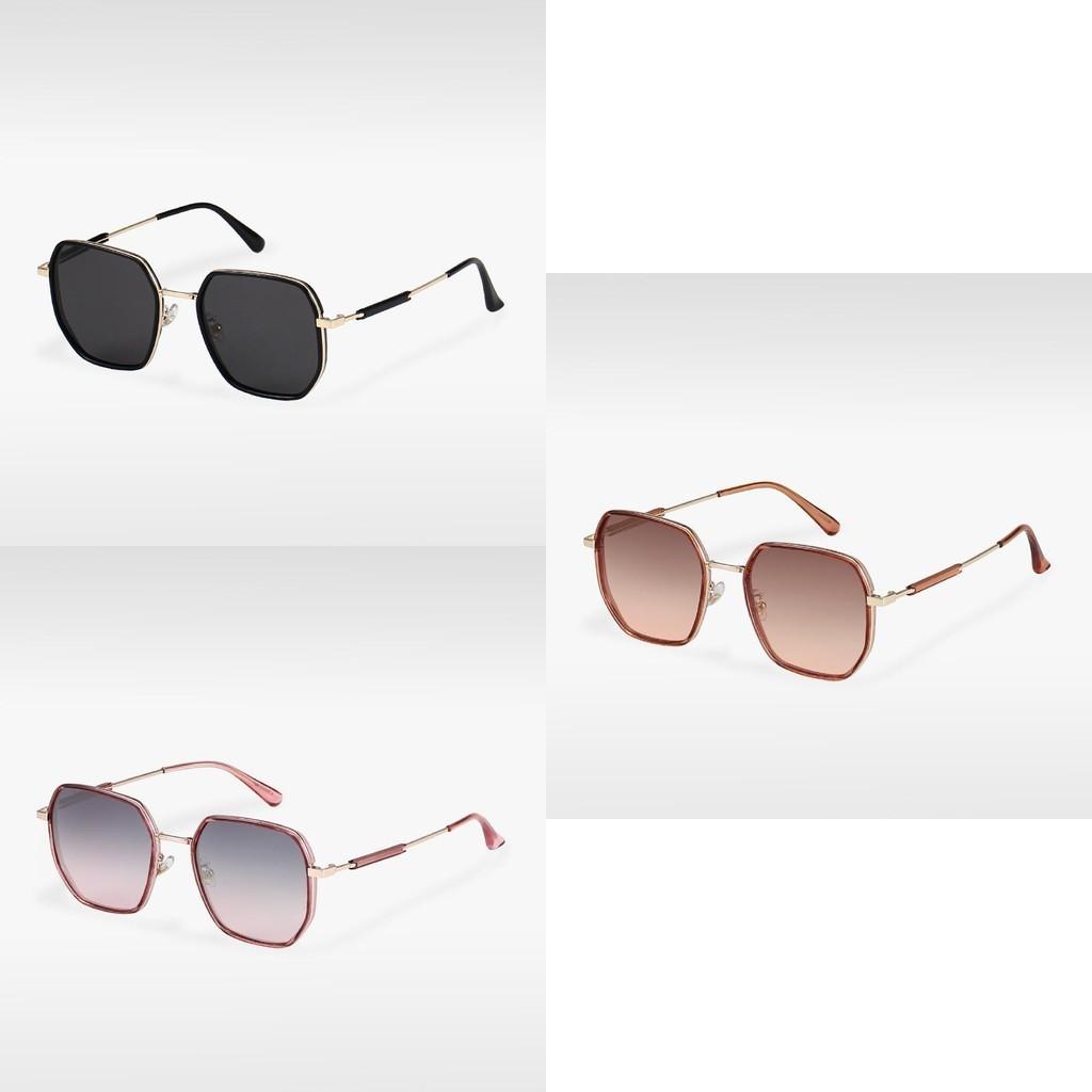 P28123 Fashion New Polarized Sunglasses Men Metal Square Frame Sunscreen Glasses Women Big Face Slimming Personalized Eyewear Uv375