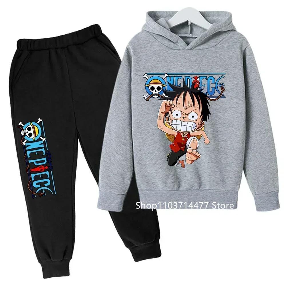 

Горячий комплект худи и комбинезона для детей, одежда Луффи, одежда для мальчиков и девочек, детская спортивная форма, осенний комплект из худи и брюк, 2 предмета 100