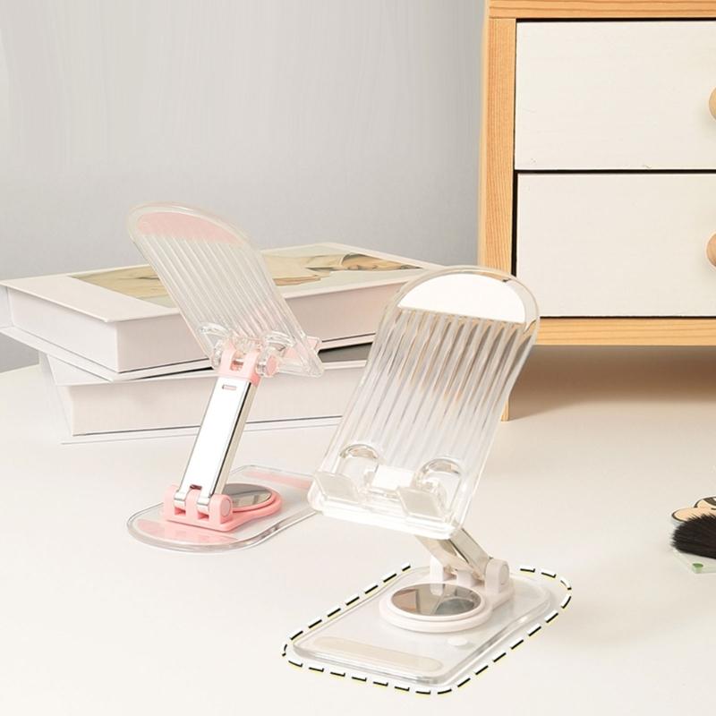 360 Degree Rotating Cellphone Holder Universal for Phone Tablet Table Support Stand Clear Acrylic Folding Holder Stand