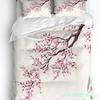 Bettwäscheset im japanischen Stil mit Sakura-Kirschblüten und rosa Blumen, 3-teilig, für Doppelbett, Heimtextilien, Bettbezug, Bettbezug, Kissenbezug