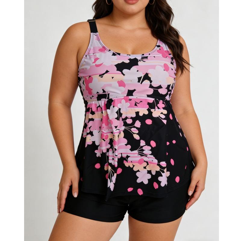 Damen bedruckter Tankini-Badeanzug mit Rockteil