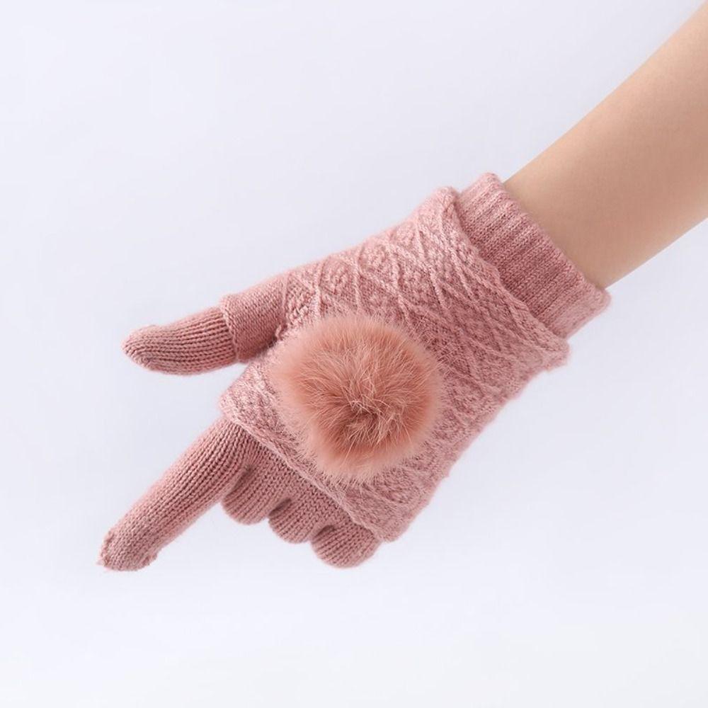 Split Finger Full Finger Mittens Thickened Riding Gloves New Plush Ball