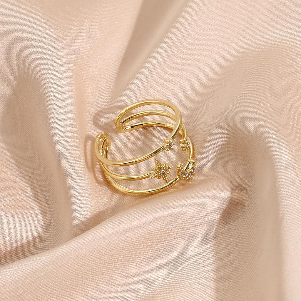 Heiß verkaufender kreativer einfacher Temperament Damenring, Stern Mond geometrische High-End-Ringe