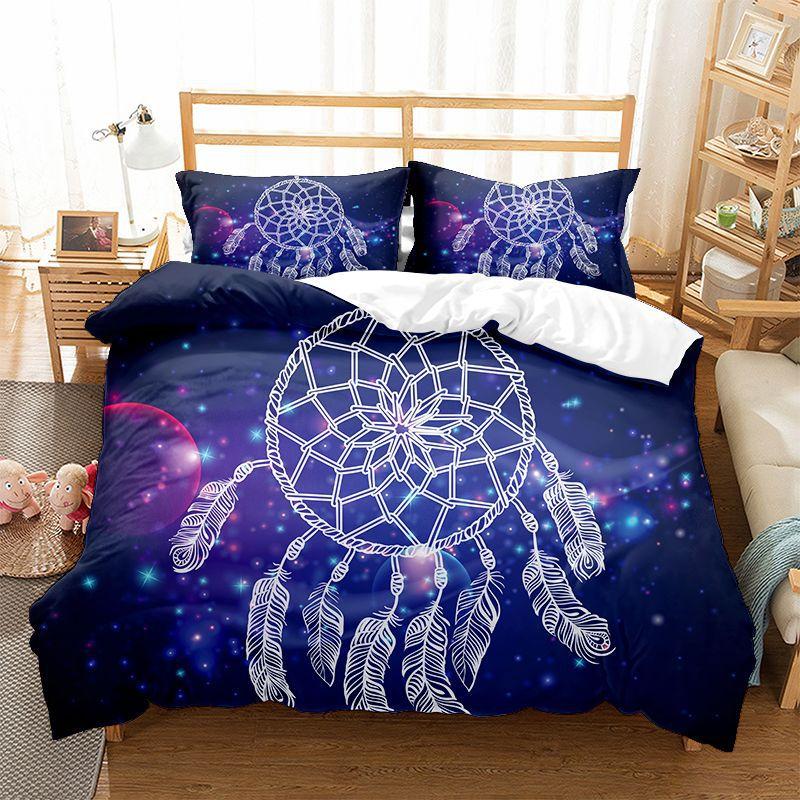 Sada povlaku na přikrývku Dreamcatcher Boho Mandala Ložní sada Pro dívky Dospělé Fialová Lapač snů Povlak na přikrývku Měkký Polyester