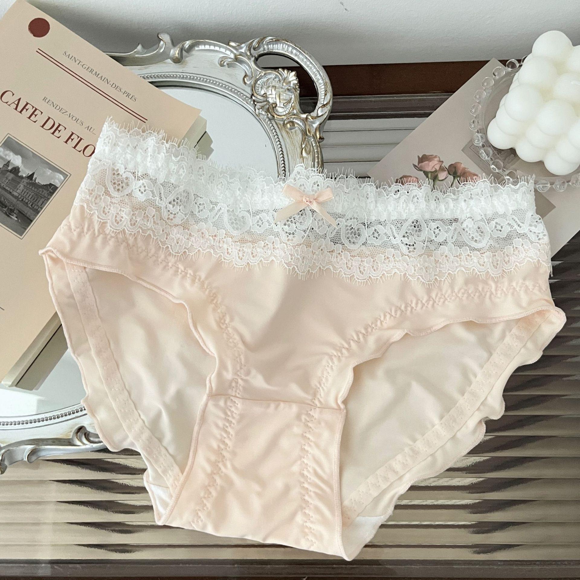 

Тонкое дышащее нижнее белье Ice Silk бесшовное нижнее белье женские трусы средней талии сексуальные кружевные женские трусики-бикини L розовый