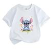 Cute Cartoon Alien Print Kids T Shirt 100% Cotton Round Neck Short Sleeve Boys Girls Casual Summer Tee with Sweet Flower Heart Pattern for Daily Wear