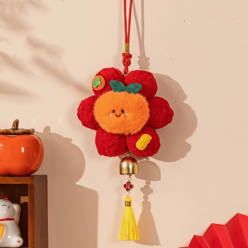 Traditional Chinese New Year Pendant Chinese Style Flower Shaped Spring Festival Ornaments with Tassel Bell Hanging