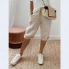 2026 Europe-America Cross-border Amazon Independent Site Women's Cotton Linen Pocket Elastic Casual Pants Women's Pants Five-Point Pants