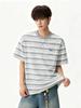Men's Striped Short Sleeve T-Shirt Casual Crew Neck Tee Summer Loose Fit Hip Hop Streetwear Top
