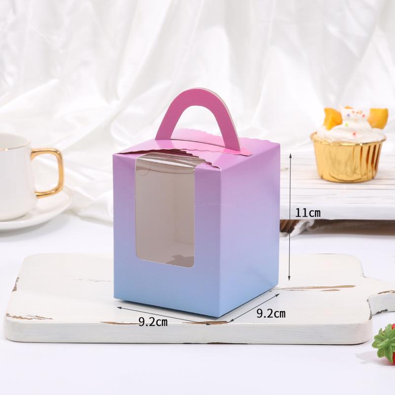 1-Piece Handheld Muffin & Cupcake Box with Transparent Window for Pastry and Dessert