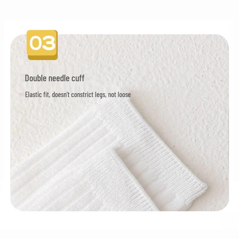 Langsha Kids' Pure White Mid-Calf Cotton Socks