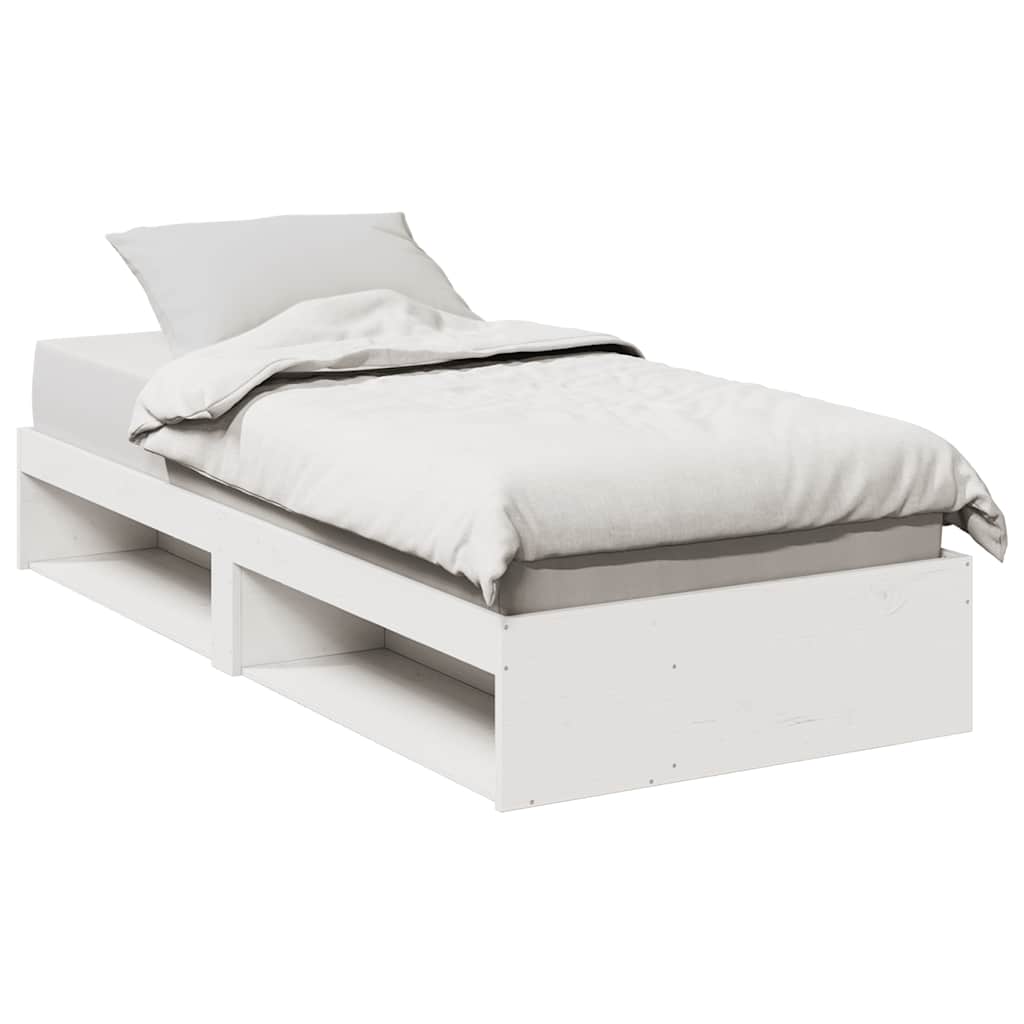 Łóżko Dzienne Bez Materaca Białe 75X190 Cm Lite Drewno Sosnowe