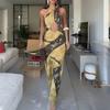 women's spring new models, cross-border European and American hot-selling, sexy and elegant neck-hanging off-the-shoulder navel slim-fitting dress