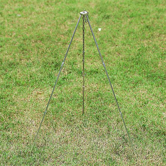 Camping Tripod Cooking Trivet Set with Adjustable Hanging Chain Duty Aluminum Alloy Pot Bracket with Portable Storage Bag Rust-Proof Stand