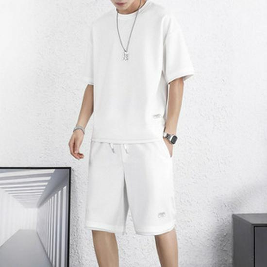 Men's Ice Silk Quick-Dry Summer Sport Set: Casual Loose Polo T-Shirt & Shorts.