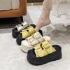 Niche Retro Fringed One-word Slippers Summer Wear Fashion Belt Buckle Casual Thick-bottomed Beach Cool Slippers