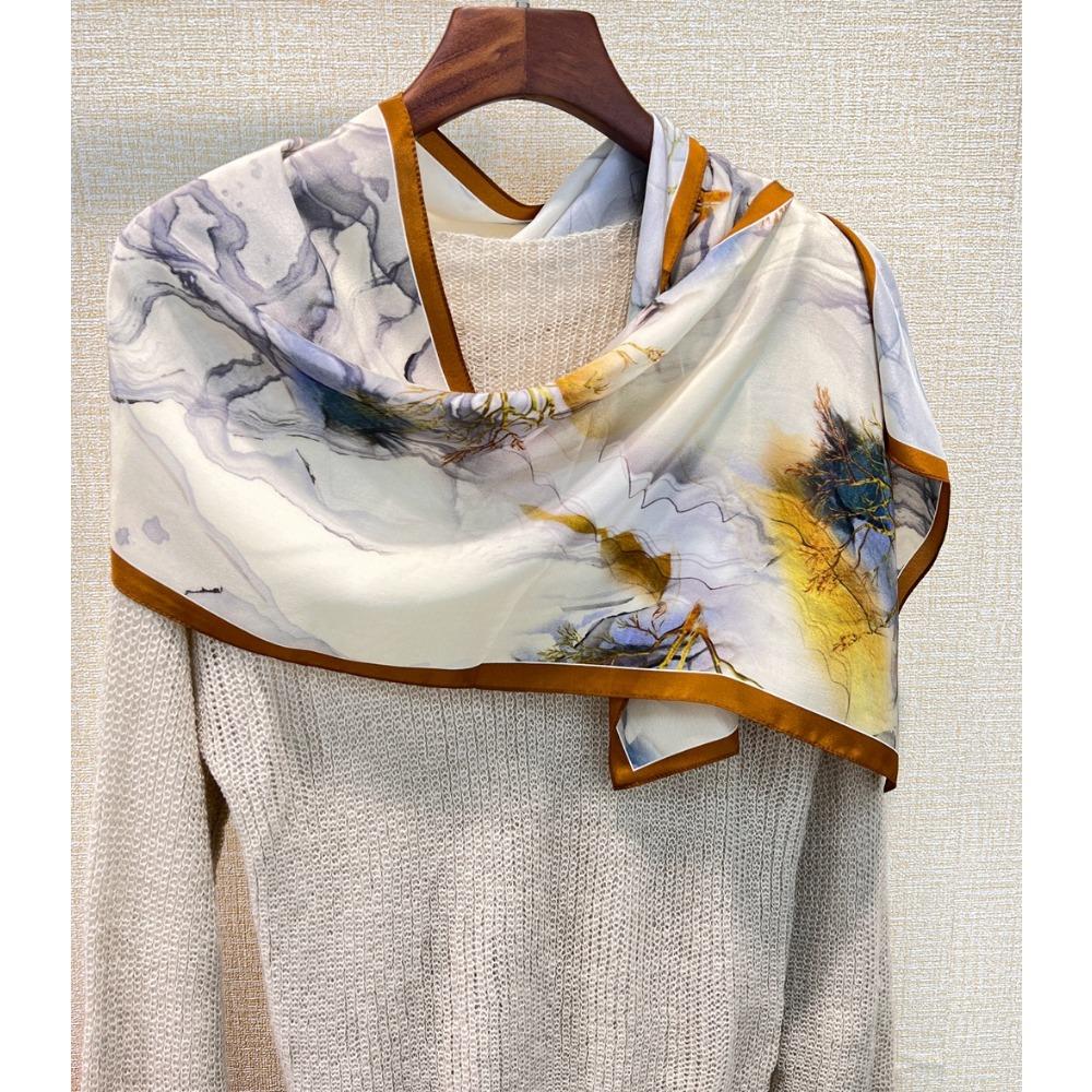 Light Luxury Astrolabe Silk Silk Scarf Spring And Autumn Medium And Long Bow Mulberry Silk Streamer Holiday Gift