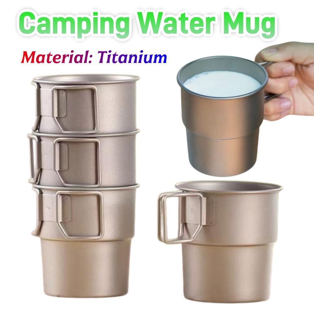 1-5pcs Titanium Coffee Cup Outdoor Camping Water Mug Ultralight Lightweight Portable with Folding Handle Tea Water Mug Tableware