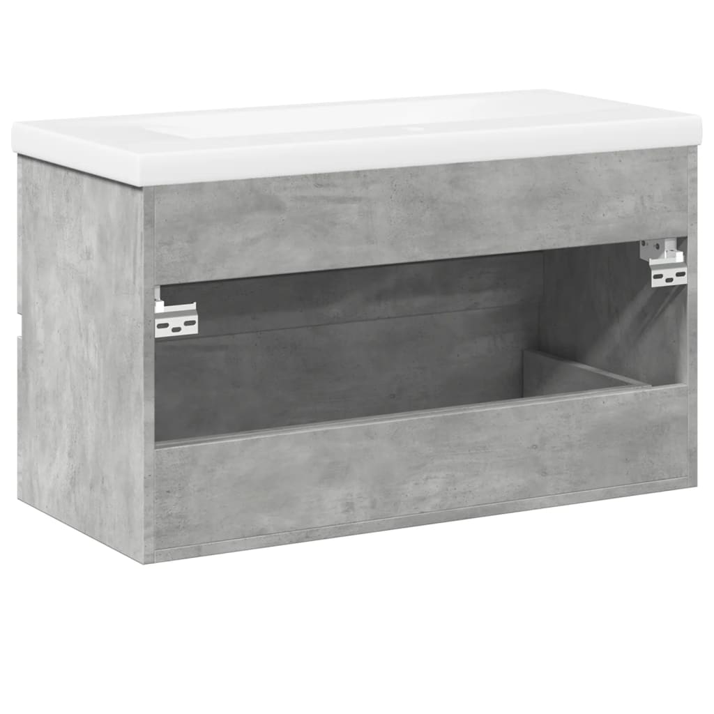 2 Piece Bathroom Furniture Set Concrete Grey Particleboard