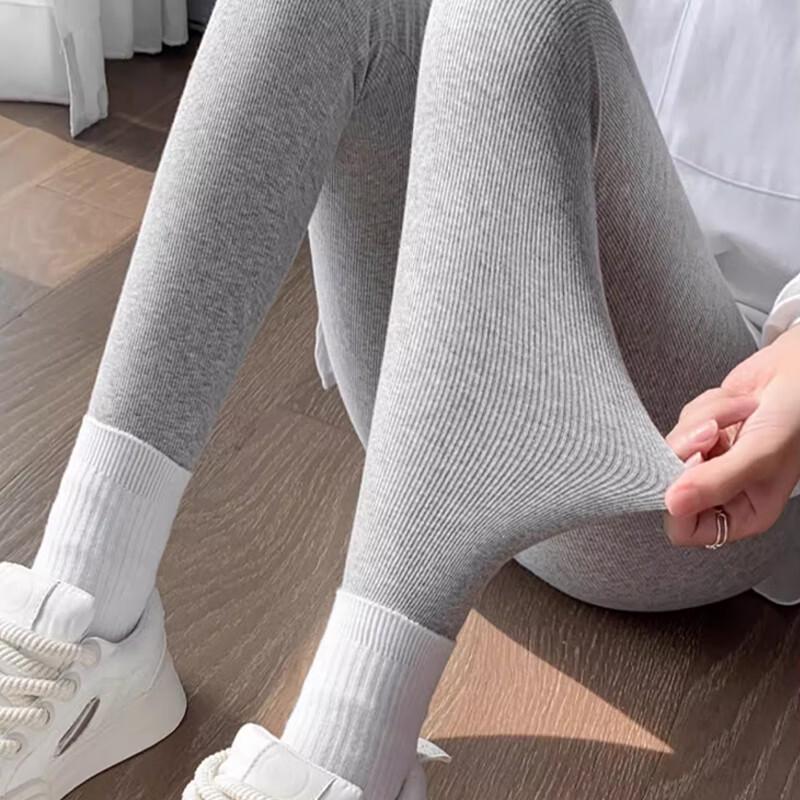 Langsha Women's Ribbed High-Waist Slimming Stirrup Leggings