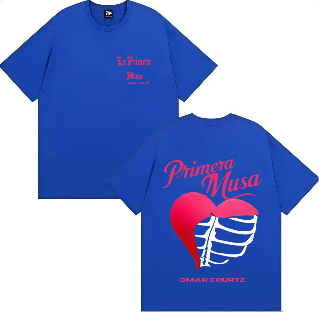Singer Omar Courtz Primera Musa 2025 Heart Humor T Shirt Men Tops Gothic Short Sleeve T Shirt Summer Oversized Tshirt Streetwear