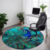 1pc Peacock Feather Office Round Area Rug, Under Office Chairs Bedroom Living Room Home Decor, Room Deco