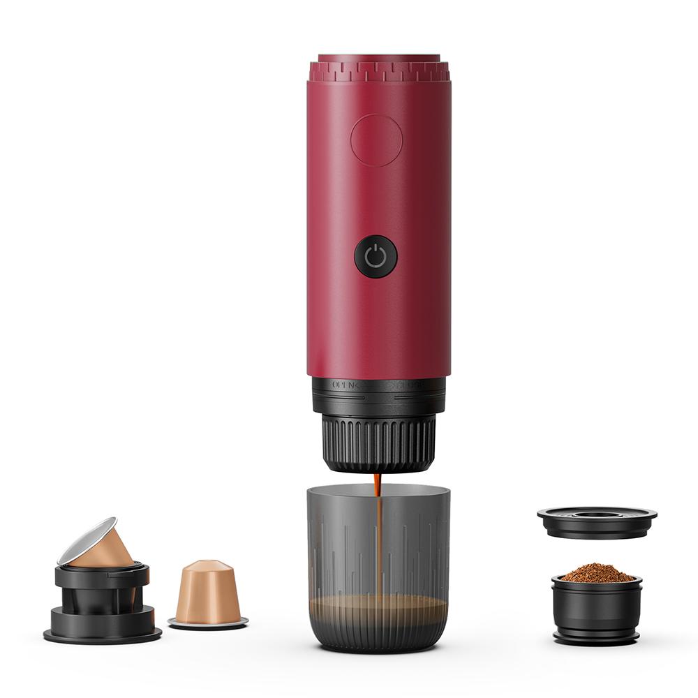 [i Cafilas][2604] Wireless Electric Portable Electric Espresso Machine Travel Coffee Maker for Camping Car Self-Heating With Ground Coffee & Capsule