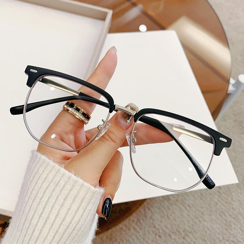 Tr2224 Eyebrow Half-Frame Glasses Men'S Models Can Be Equipped With Myopia Lenses Anti-Blue Light Literary Eye Frame Ruffian Handsome Tide