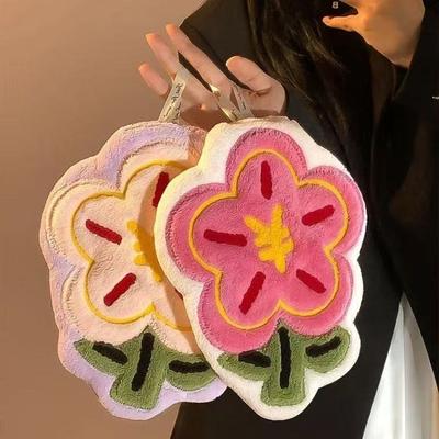 New Flower Shape Hand Towel Super Absorbent Cleaning Cloth Bathroom Kitchen Hanging Hand Wipe Thicken Handkerchief Dishcloth LIJ
