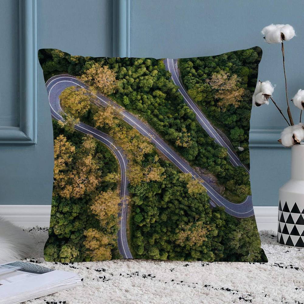 Beautiful Green Mountain Landscape Nature Scenery Cushion Cover Farmhouse Decor Home Throw Pillow Covers for Couch Decorations