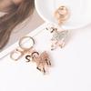 Animal Design Goat Sheep Rhinestone Keychain Shiny Crystal Alloy Key Ring Lovely Bag Pendant for Car Key Schoolbag Decor