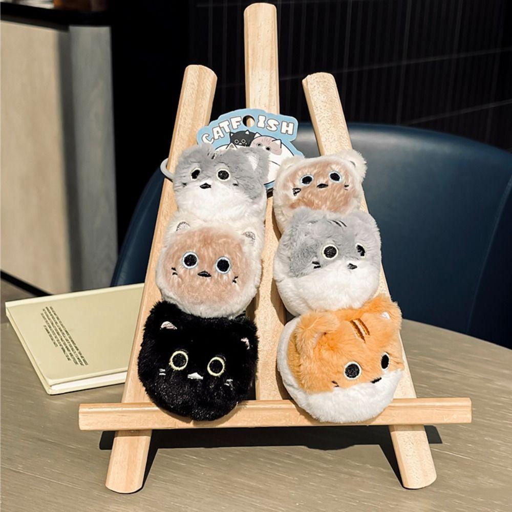 Lifelike Animal Cat Keychain Fluffy Simulation Cat Plush  Key Ring  Kids Gifts