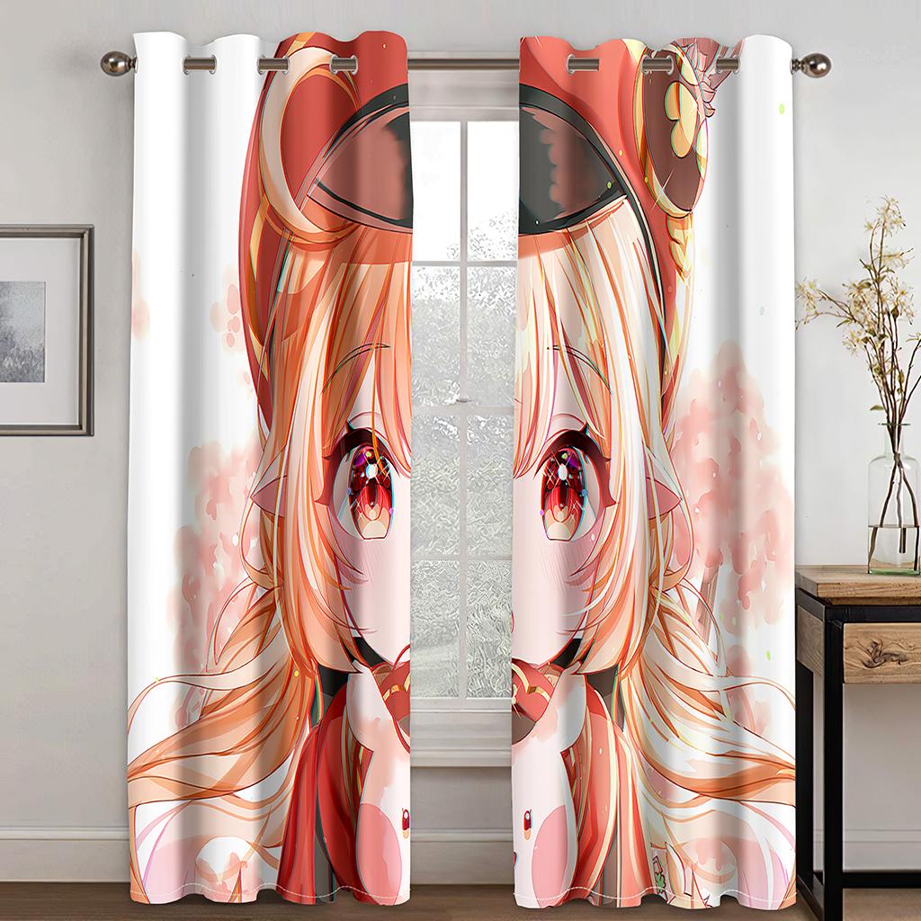 3DCartoon Game Character Beauty Curtains 2 Panel Kids Favorite Anime Curtains Boys Girls Room Bedroom Living Room Decor Curtains