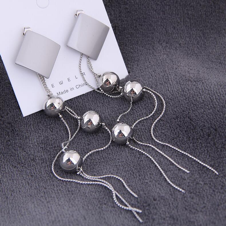 Korean High Sense New Tide Long Tassel Bead Temperament Earrings Female Personality Temperament Section Creative Earrings