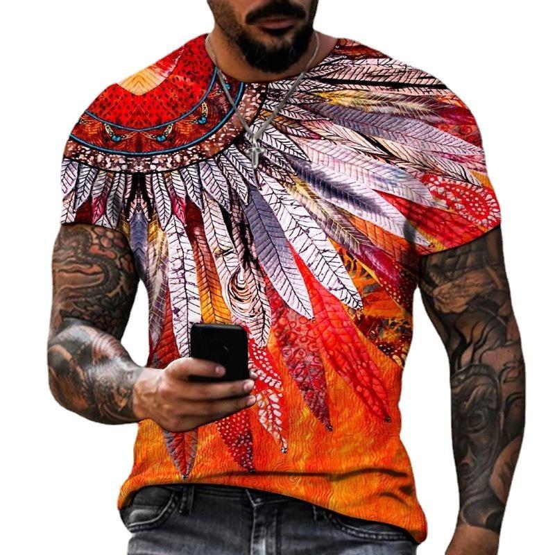 Letní pánské tričko Módní vzor 3D potisk Ležérní volné Venkovní Chlapecké Trička s krátkým rukávem Top Pulovr Oblečení