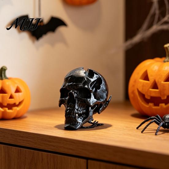 Decorazione Cranio Alieno Ornamento di Halloween, Forma in Resina Sintetica Scultura Figura Dettaglio Osseo Realistico, Ornamento da Tavolo per Feste