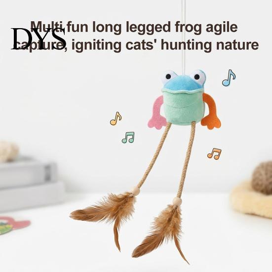 Fun Kitten Gift for Pet Owners Plush Frog Cat Toy, Interactive Toy with Bell And Feathers, Supplies Playtime Woven Rope Long Leg Frog, Chew