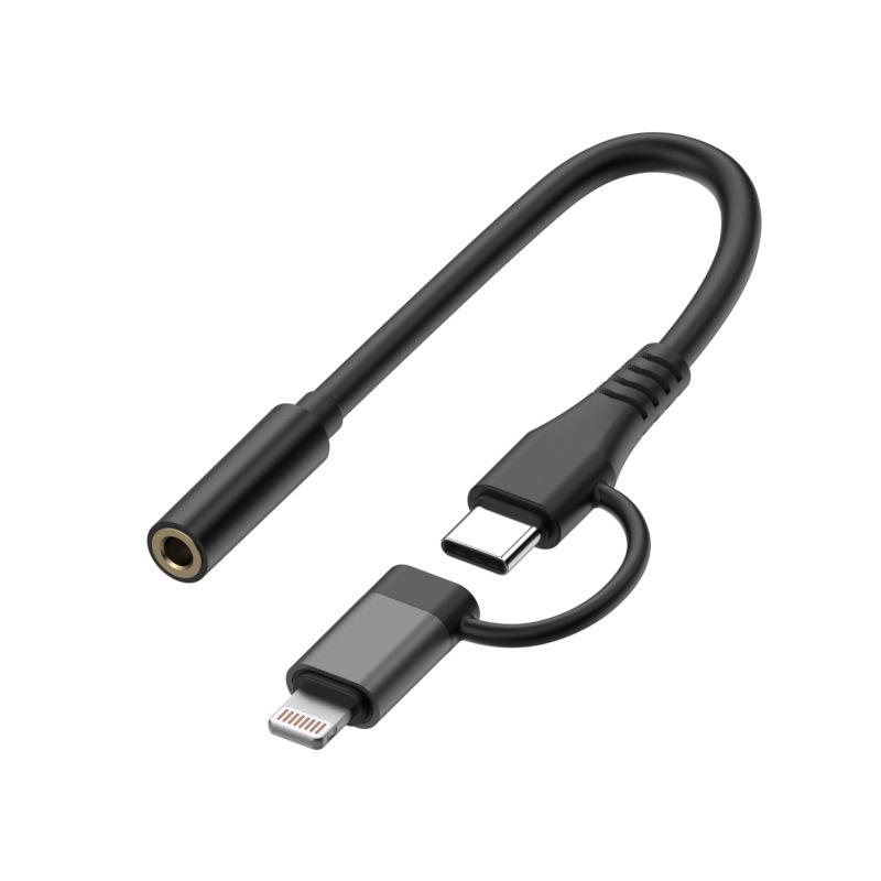 2-in-1 Type-C/Lightning To 3.5mm Earphone Adapter