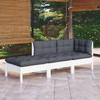 VidaXL Solid Pine Wood 3 Pcs Garden Lounge Set with Cushions Patio Furniture Outdoor Furniture Garden Furniture 3096281