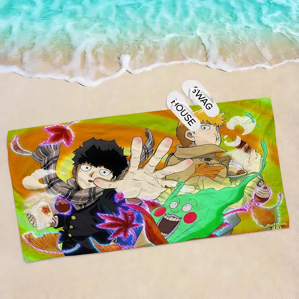 Japan Anime Mob Psycho 100 Big Microfiber Beach Towels Quick Dry Towel Sand Beach Towels Pool Towel for Travel Swim Pool Yoga