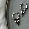 Punk Peach Heart Pendant Earrings for Women Silver Color Simple Fashion Geometric Circular Ear Buckle New Trendy Jewelry Gift