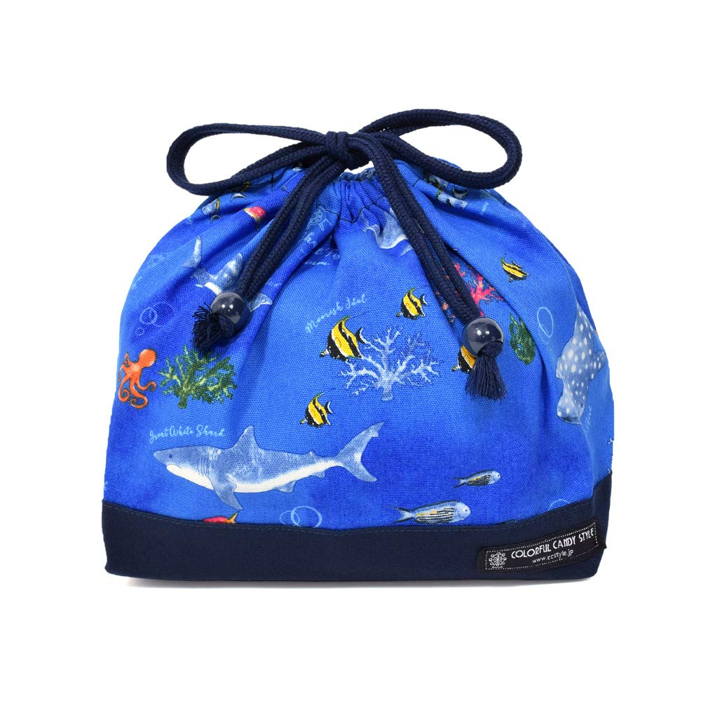 COLORFUL CANDY STYLE Lunch Bag for Medium for Blue N3484800 Boys, Drawstring, Kids, Stylish, Cute, Gusseted, Lagoon,