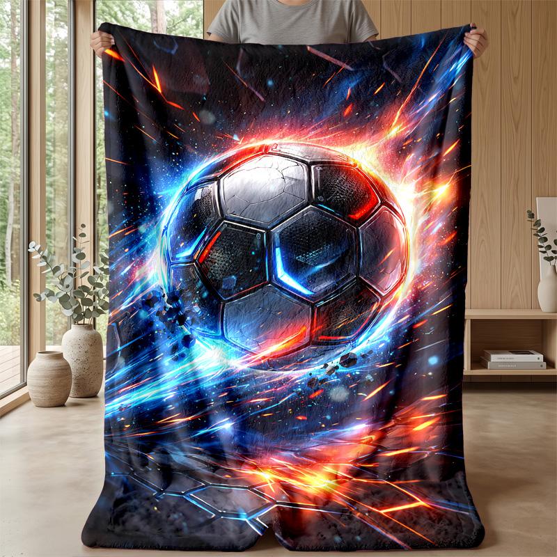 Futuristic Soccer Ball Theme blanket Lightweight Warm Flannel Blanket Decorative Throw Blanket for Home Decoration