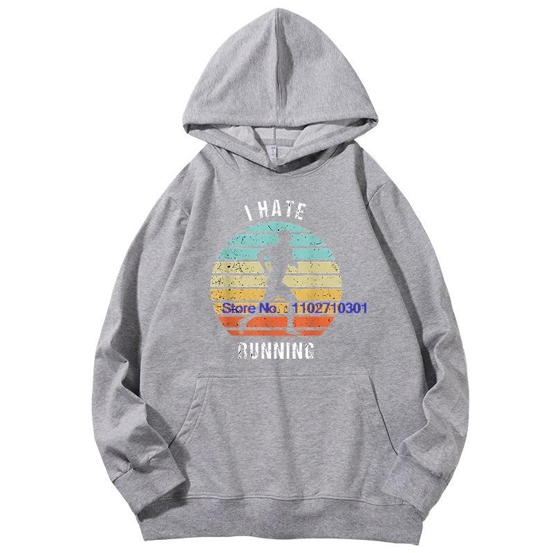 I Hate Running Funny Vintag Graphic Hooded Sweatshirts Spring Autumn Cotton New in Hoodies & Sweatshirts Pullover Hoodies