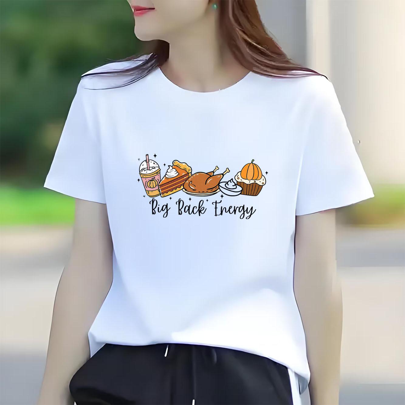 Halloween dinner cartoon print short sleeved round neck versatile fashion Womens Tshirt for spring and summer S