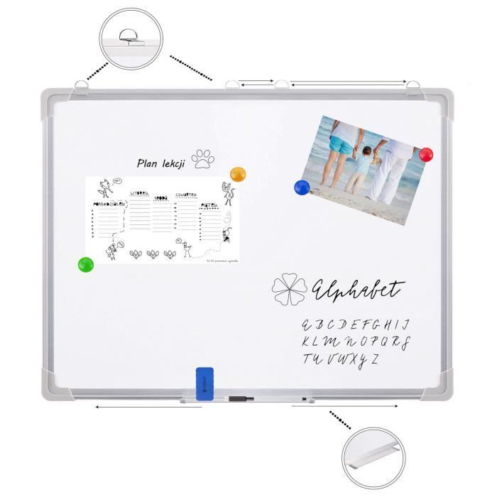 SPRINGOS® Tableau Blanc Magnétique 90x60 cm