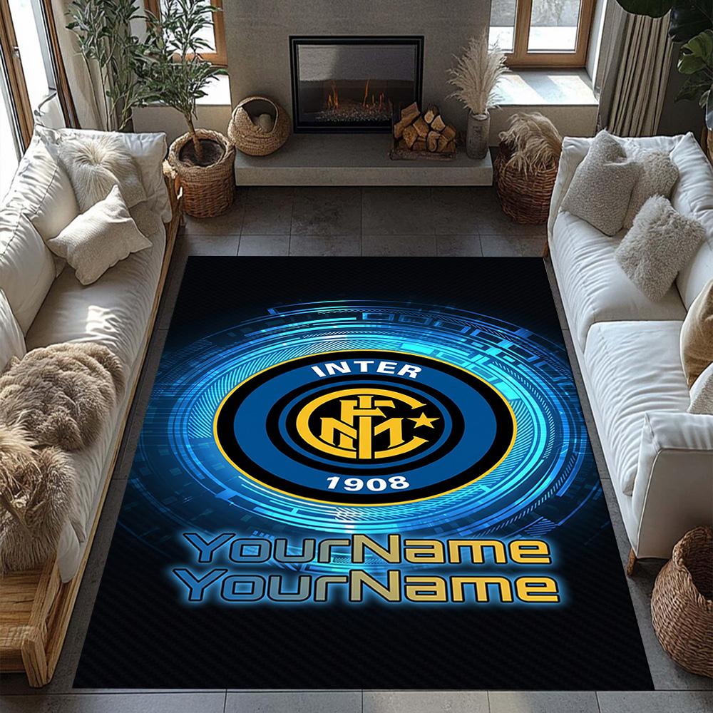 Inter Milan Personalized Name Carpet Perfect for Entryway Study room Foyer Hallway Antislip Carpet Anime Office Decor Perfect Gift for Friends & Famil