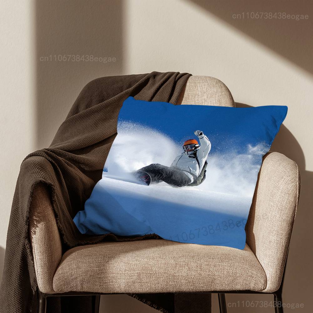 Snowboarding Sport Throw Pillow Case For 45*45cm,55*55cm,30*30cm,Car Pillowcase Home Bedchamber Decor Gift
