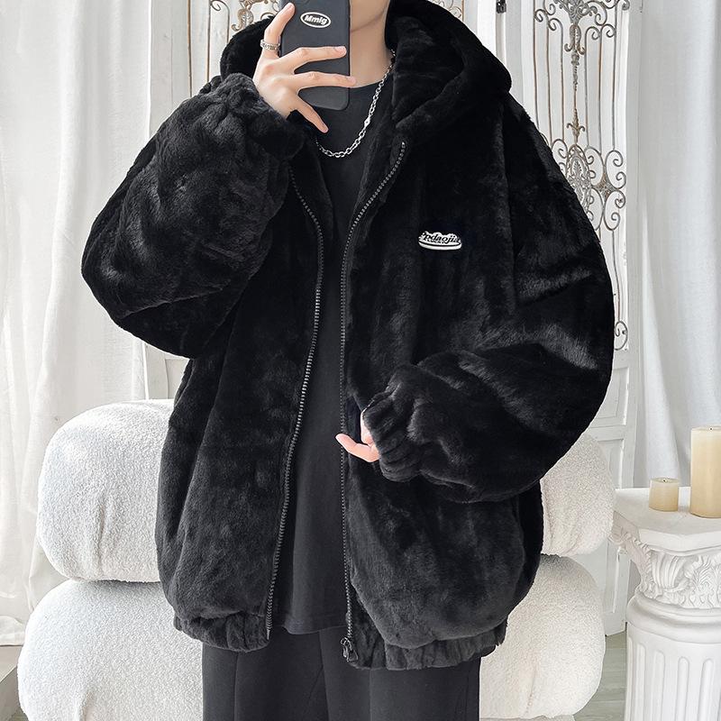 

Мужское зимнее пальто из золотистого вельвета с подкладкой из овечьей шерсти - Доступны большие размеры L (110-130 jin) чёрный