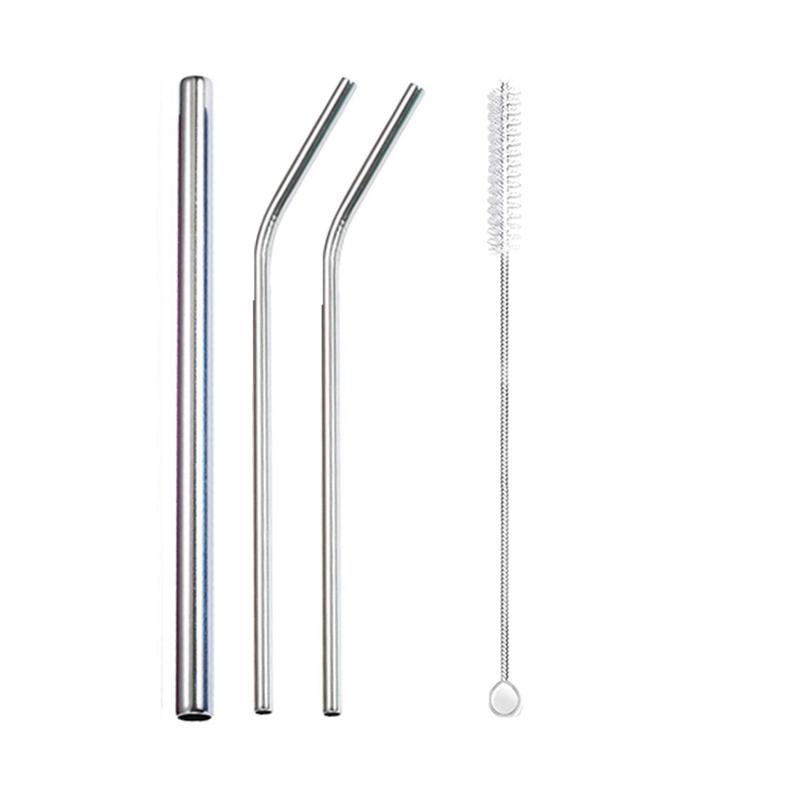 3Pcs Rainbow Color Reusable Metal Straws with Cleaning Brush 304 Stainless Steel Drinking Straws for Smoothie Milkshake Drinks